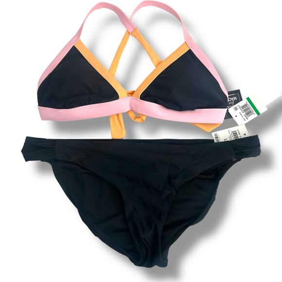 NEW Mix & Match Bikini Set Size Large Black Pink Colorblock Bar III Salt + Cove - Picture 4 of 10